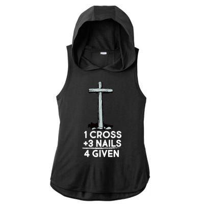 1 Cross Plus 3 Nails Equals 4 Given Ladies PosiCharge Tri-Blend Wicking Draft Hoodie Tank