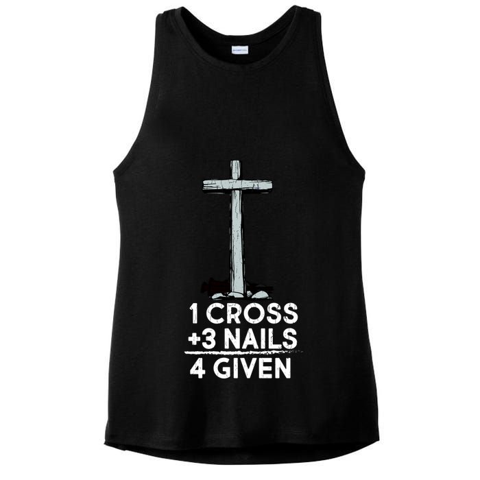 1 Cross Plus 3 Nails Equals 4 Given Ladies PosiCharge Tri-Blend Wicking Tank