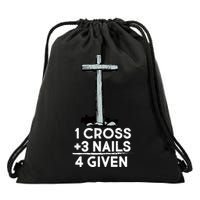 1 Cross Plus 3 Nails Equals 4 Given Drawstring Bag