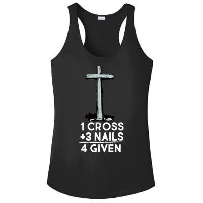 1 Cross Plus 3 Nails Equals 4 Given Ladies PosiCharge Competitor Racerback Tank