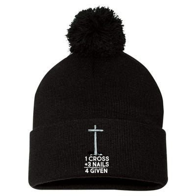 1 Cross Plus 3 Nails Equals 4 Given Pom Pom 12in Knit Beanie