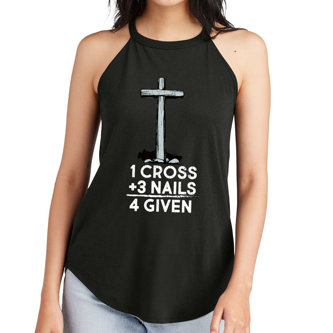 1 Cross Plus 3 Nails Equals 4 Given Women's Perfect Tri Rocker Tank