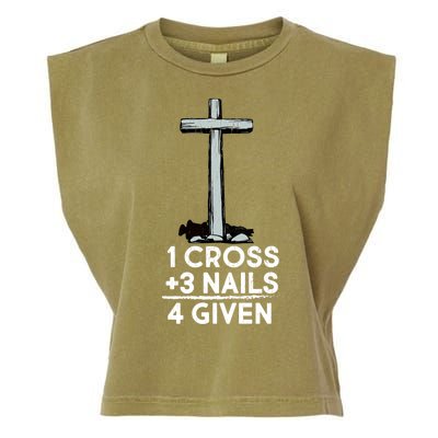 1 Cross Plus 3 Nails Equals 4 Given Garment-Dyed Women's Muscle Tee