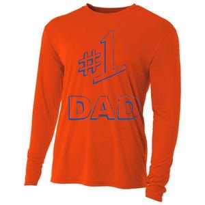 #1 Dad Number One Logo Cooling Performance Long Sleeve Crew