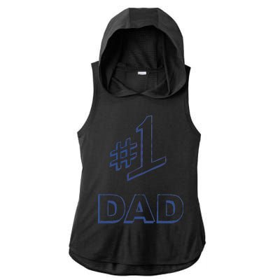 #1 Dad Number One Logo Ladies PosiCharge Tri-Blend Wicking Draft Hoodie Tank