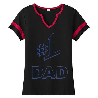 #1 Dad Number One Logo Ladies Halftime Notch Neck Tee