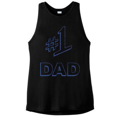 #1 Dad Number One Logo Ladies PosiCharge Tri-Blend Wicking Tank