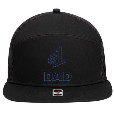 #1 Dad Number One Logo 7 Panel Mesh Trucker Snapback Hat