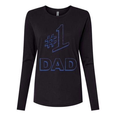 #1 Dad Number One Logo Womens Cotton Relaxed Long Sleeve T-Shirt