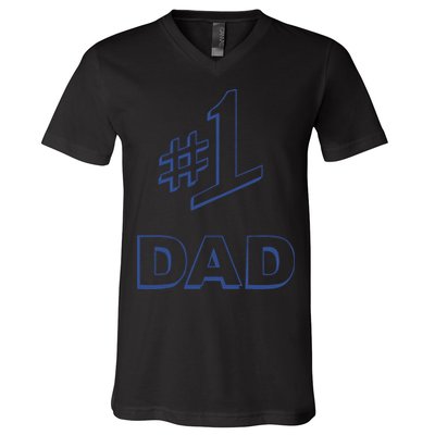 #1 Dad Number One Logo V-Neck T-Shirt