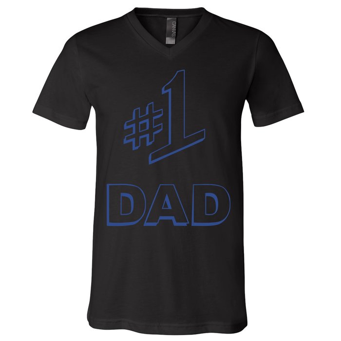 #1 Dad Number One Logo V-Neck T-Shirt