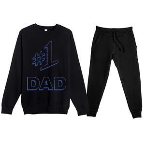 #1 Dad Number One Logo Premium Crewneck Sweatsuit Set