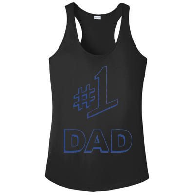 #1 Dad Number One Logo Ladies PosiCharge Competitor Racerback Tank