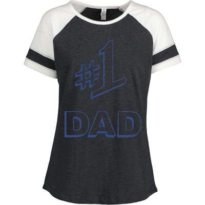 #1 Dad Number One Logo Enza Ladies Jersey Colorblock Tee