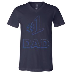 #1 Dad Number One Logo V-Neck T-Shirt