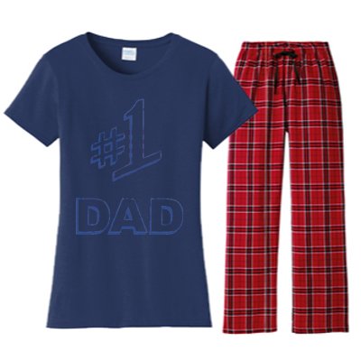 #1 Dad Number One Logo Women's Flannel Pajama Set