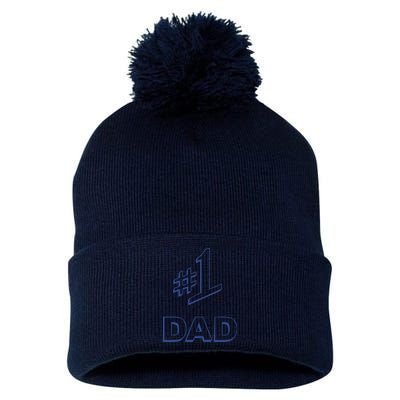 #1 Dad Number One Logo Pom Pom 12in Knit Beanie