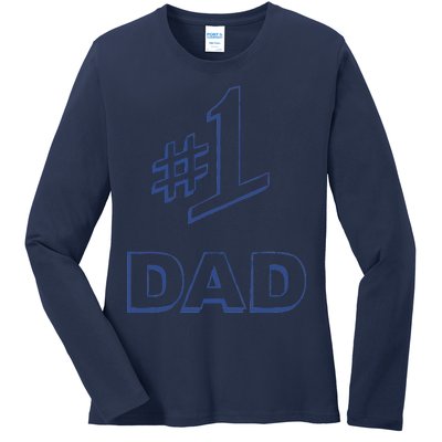 #1 Dad Number One Logo Ladies Long Sleeve Shirt