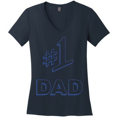 #1 Dad Number One Logo Women's V-Neck T-Shirt