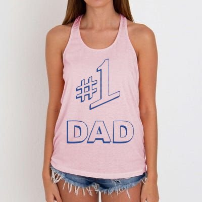 #1 Dad Number One Logo Women's Knotted Racerback Tank