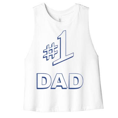 #1 Dad Number One Logo Women's Racerback Cropped Tank