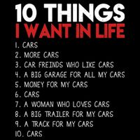 10 Things I Want In life Cars And More Cars Drawstring Bag