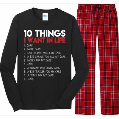 10 Things I Want In life Cars And More Cars Long Sleeve Pajama Set