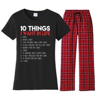 10 Things I Want In life Cars And More Cars Women's Flannel Pajama Set