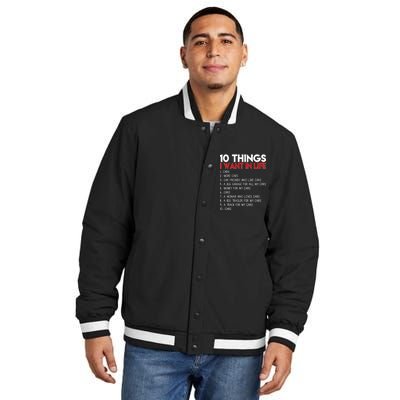 10 Things I Want In life Cars And More Cars Insulated Varsity Jacket