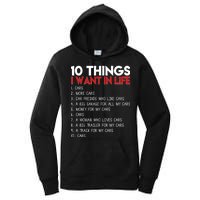 10 Things I Want In life Cars And More Cars Women's Pullover Hoodie