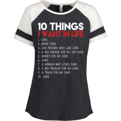 10 Things I Want In life Cars And More Cars Enza Ladies Jersey Colorblock Tee