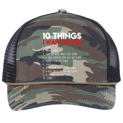 10 Things I Want In life Cars And More Cars Retro Rope Trucker Hat Cap