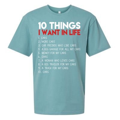 10 Things I Want In life Cars And More Cars Sueded Cloud Jersey T-Shirt