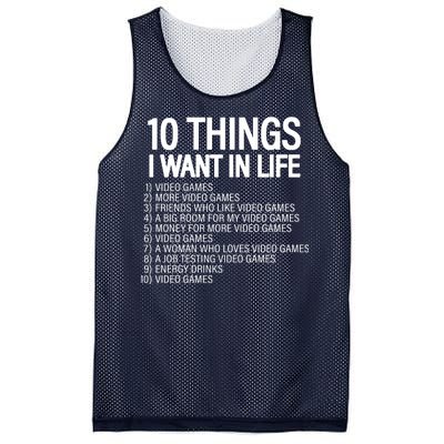 10 Things I Want In Life Funny Gamer Mesh Reversible Basketball Jersey Tank