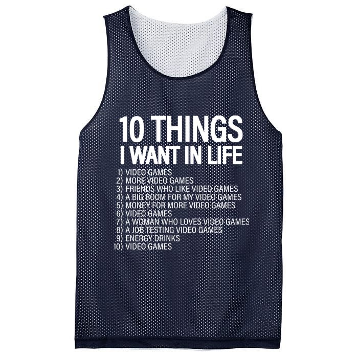10 Things I Want In Life Funny Gamer Mesh Reversible Basketball Jersey Tank
