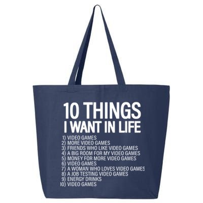 10 Things I Want In Life Funny Gamer 25L Jumbo Tote