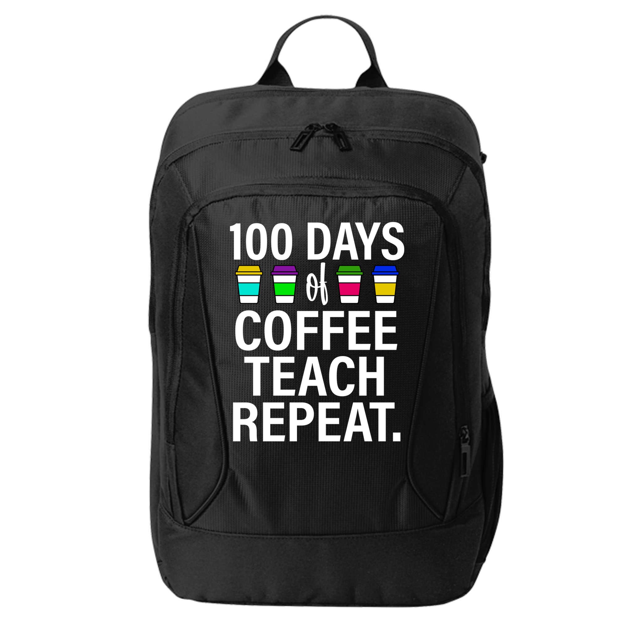 100 Days Of Coffee Teaching Repeat School City Backpack