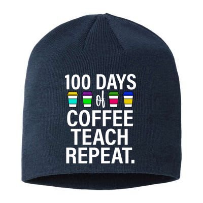 100 Days Of Coffee Teaching Repeat School Sustainable Beanie