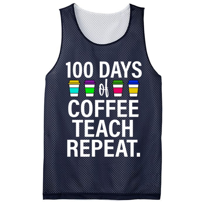 100 Days Of Coffee Teaching Repeat School Mesh Reversible Basketball Jersey Tank