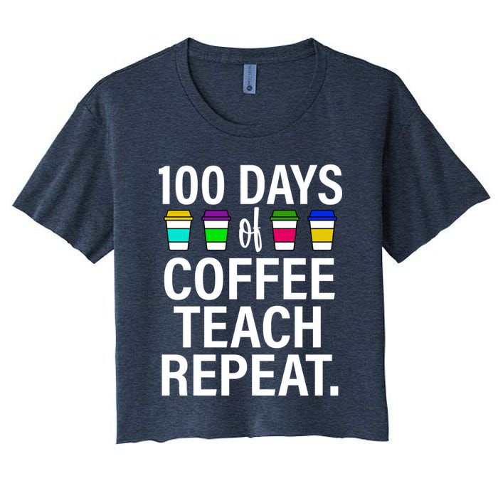 100 Days Of Coffee Teaching Repeat School Crop Top