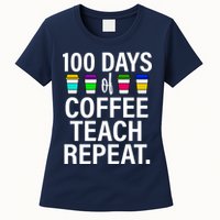 100 Days Of Coffee Teaching Repeat School Womens T-Shirt