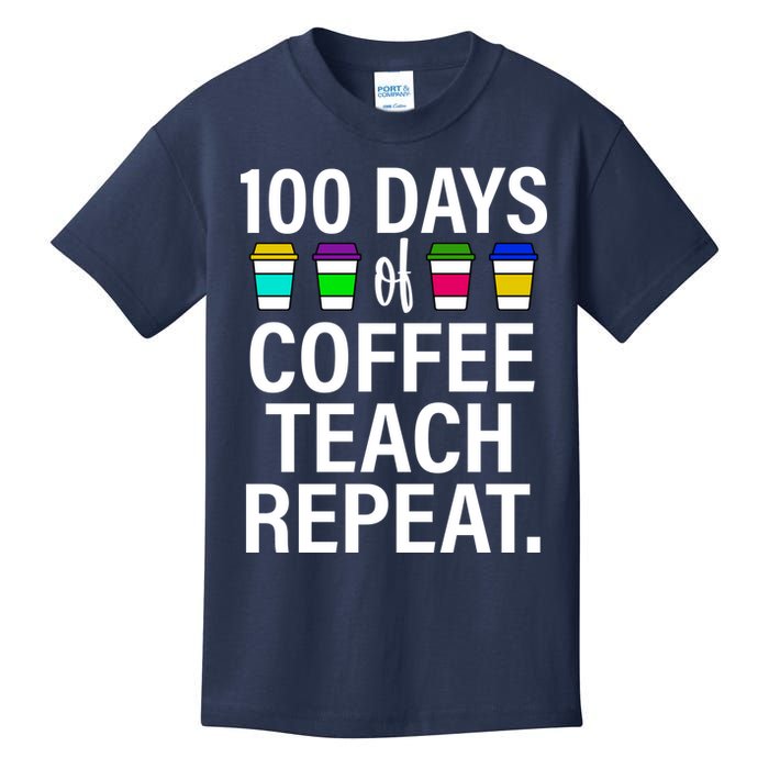100 Days Of Coffee Teaching Repeat School Kids T-Shirt