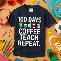 100 Days Of Coffee Teaching Repeat School Kids T-Shirt