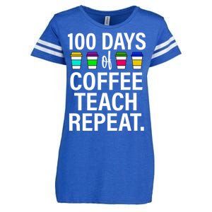 100 Days Of Coffee Teaching Repeat School Enza Ladies Jersey Football T-Shirt