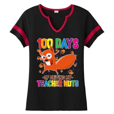 100 Days Of Driving My Teacher Nuts Ladies Halftime Notch Neck Tee