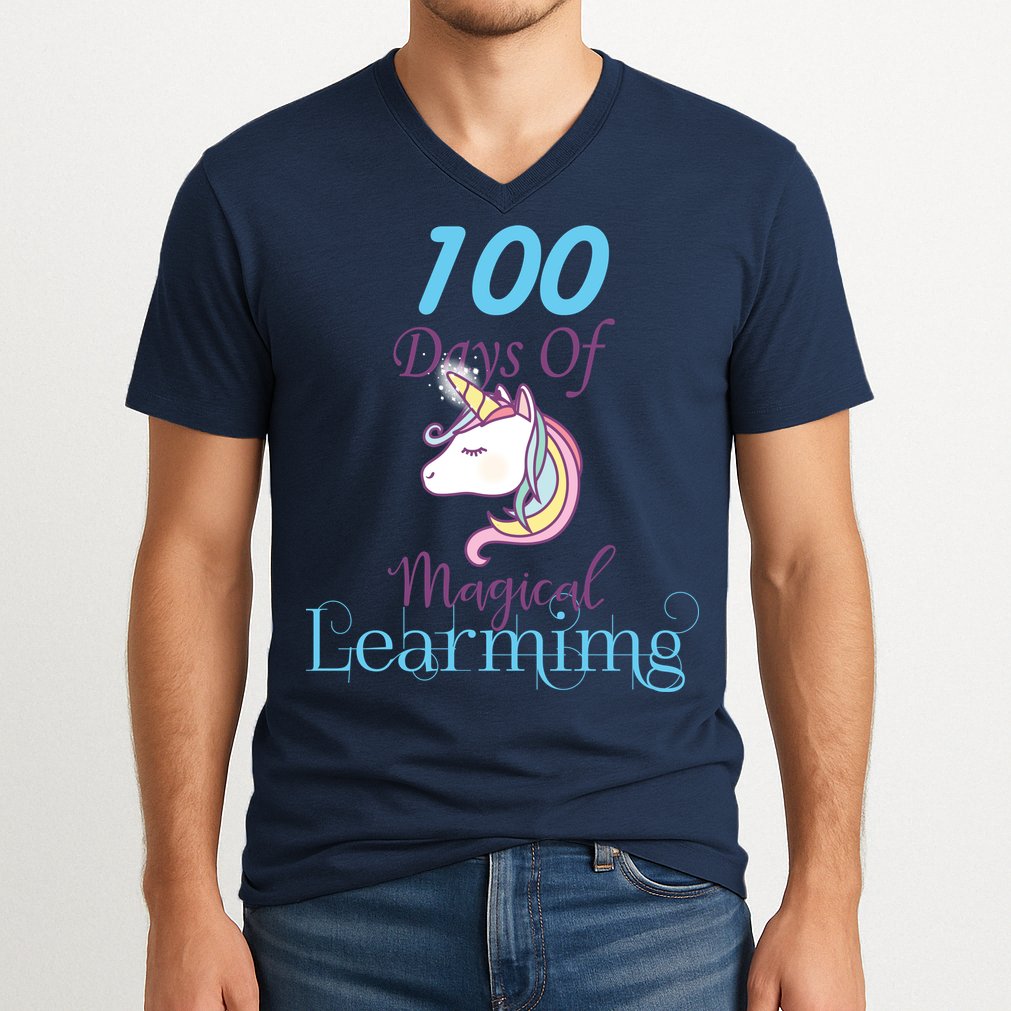100 Days Of Magical Learning V-Neck T-Shirt