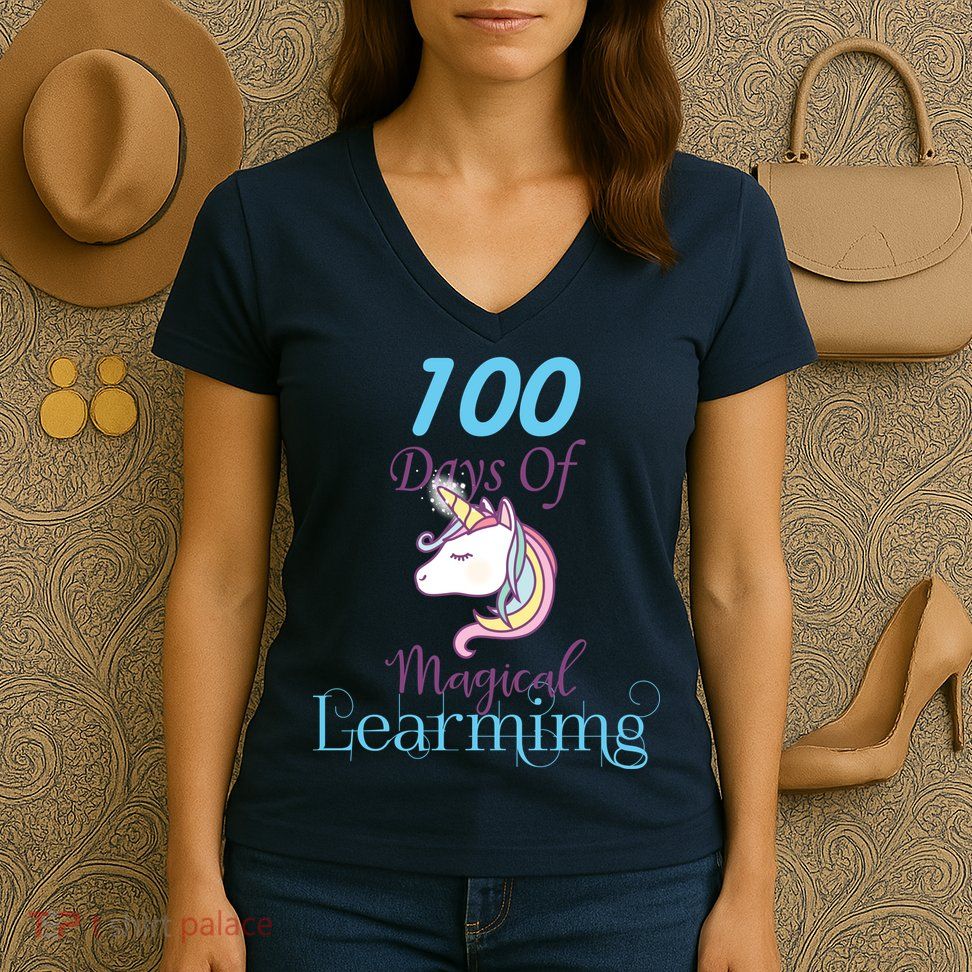 100 Days Of Magical Learning Women's V-Neck T-Shirt