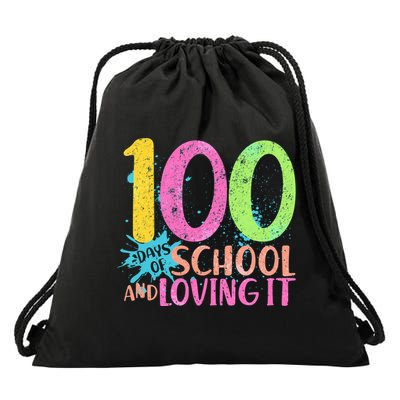 100 Days Of School And Loving It Drawstring Bag