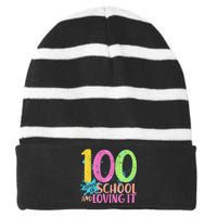 100 Days Of School And Loving It Striped Beanie with Solid Band