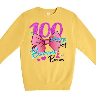 100 Days Of School Brains and Bows Premium Crewneck Sweatshirt